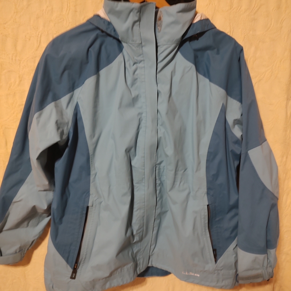 Women's Ll Bean 2 In 1 Blue Hooded Jacket Blue Shell Jacket Size Large